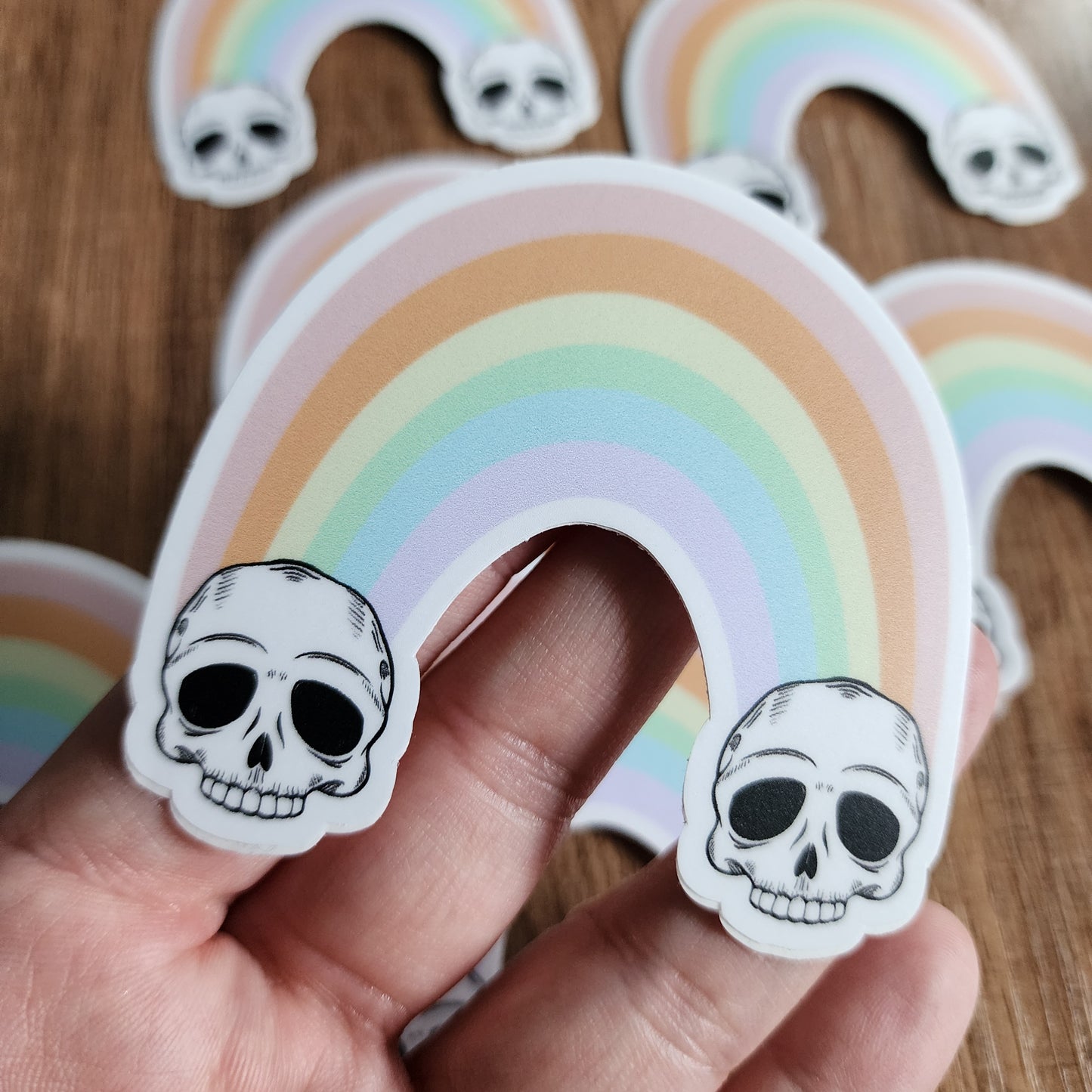 Skull Cloud Rainbow Vinyl Sticker