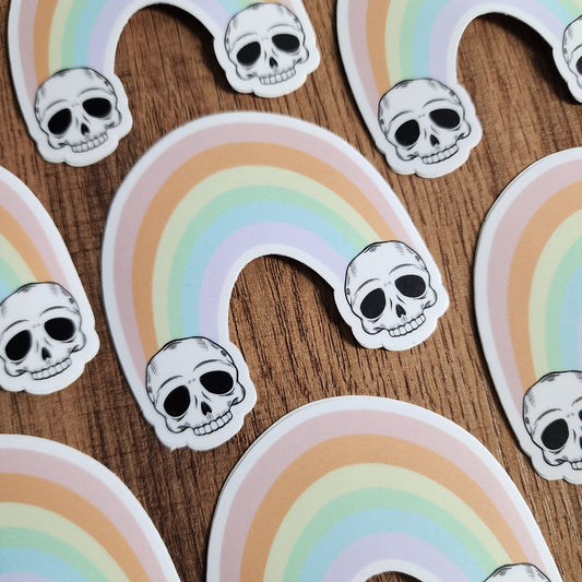 Skull Cloud Rainbow Vinyl Sticker